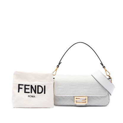 Fendi Zucca Embroidered Canvas Baguette Bag