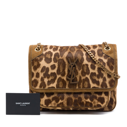 Saint Laurent Pony Hair Leopard Print Niki Bag