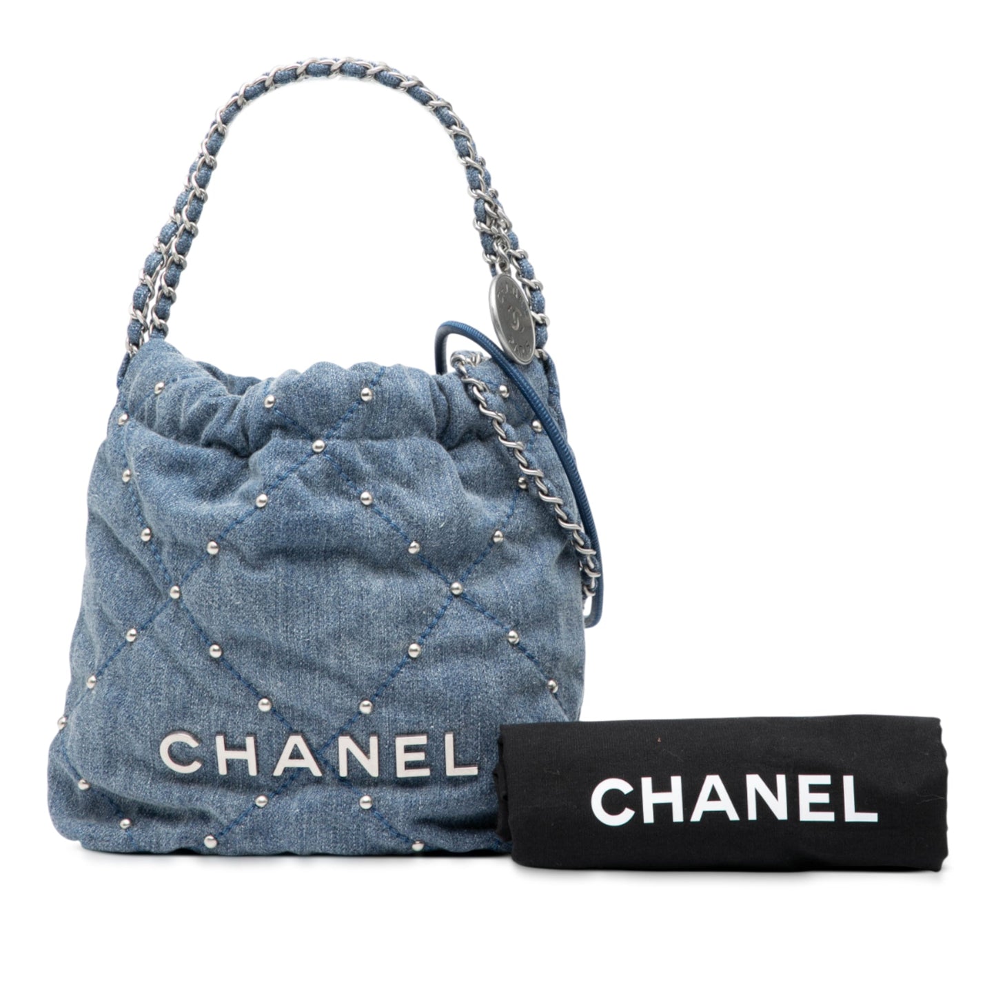 Chanel Denim Studded 22 Handbag