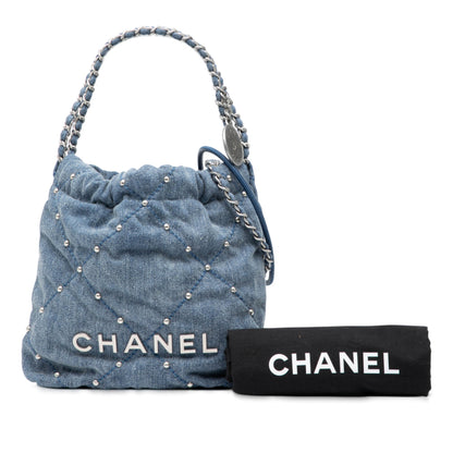 Chanel Denim Studded 22 Handbag