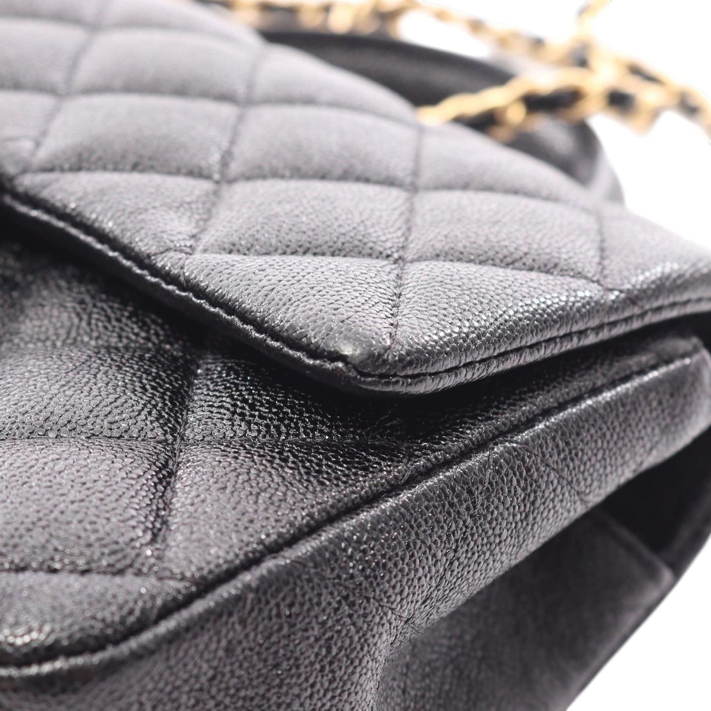 Chanel Quilted Lambskin Metal Chain Top Handle Bag Preloved