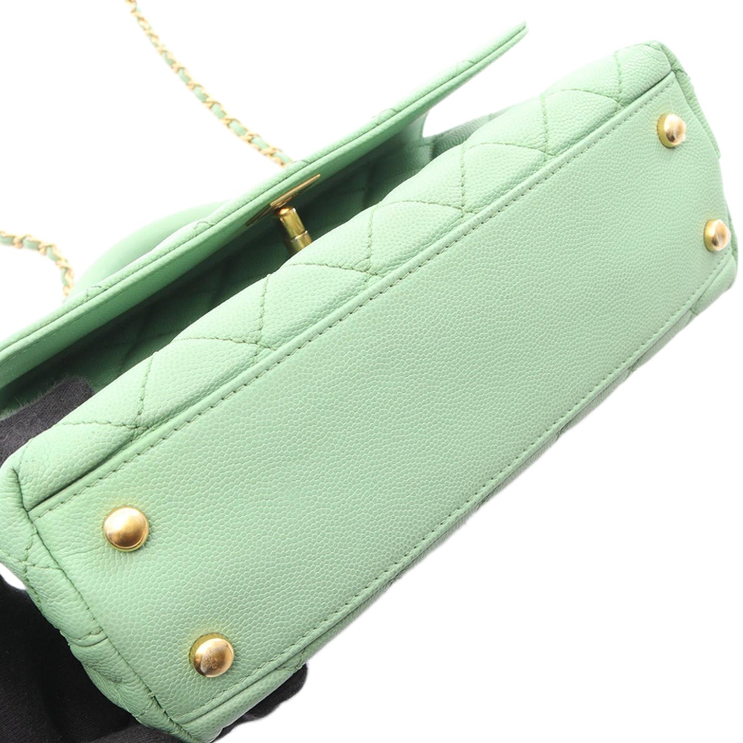 Chanel Mini Quilted Caviar Coco Chain Top Handle Bag